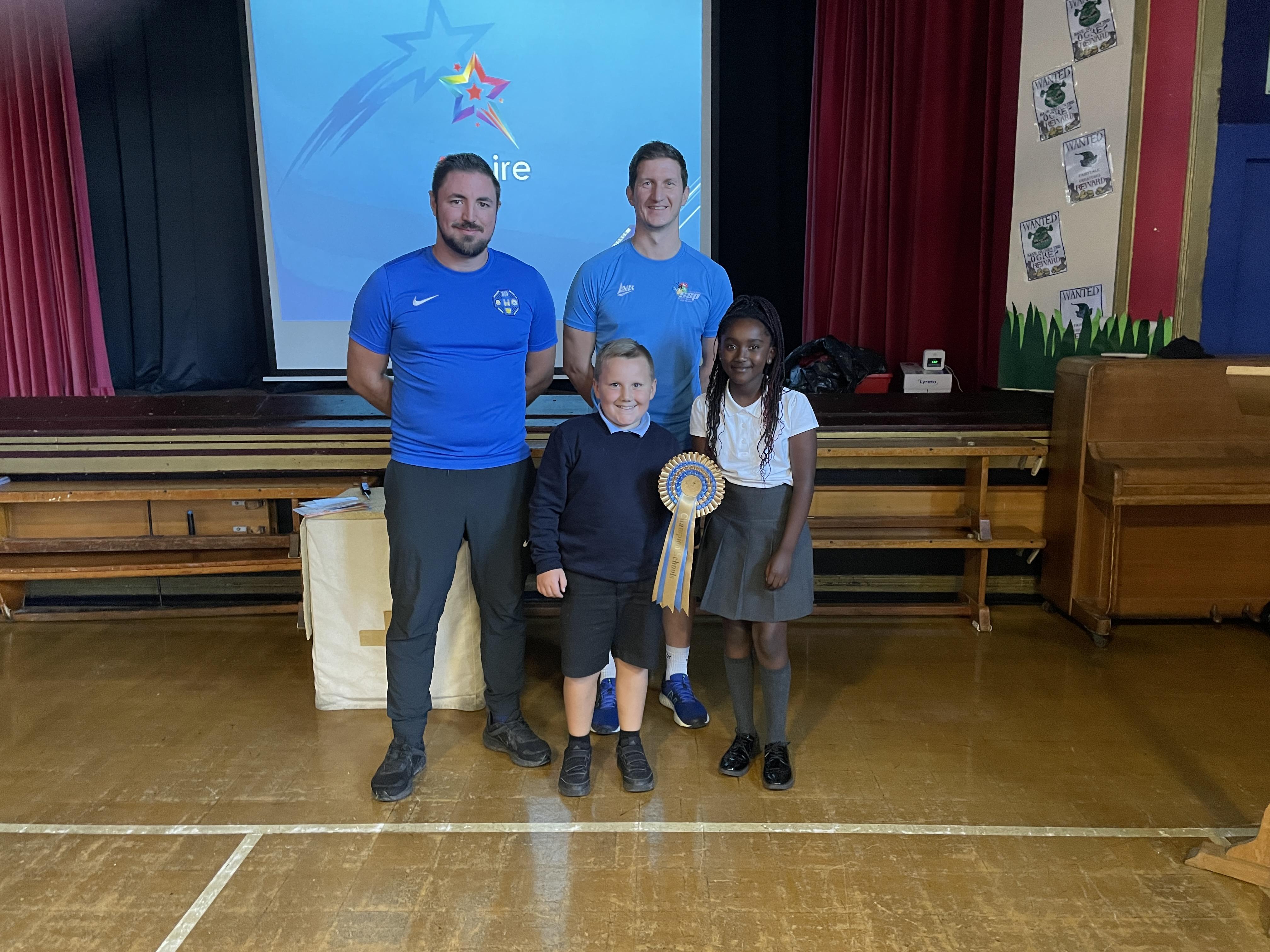 Two of our children with Mr Hutchinson, and Mr Rob Shaw from AVSSP